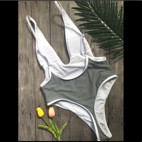 Grey Monokini Thong Swimsuit - Picture 3 of 4